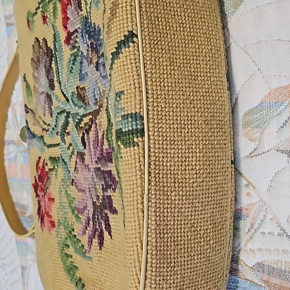 Vintage needlepoint purse, handbag 👜, great condition, real leather 👌 - Picture 14 of 16